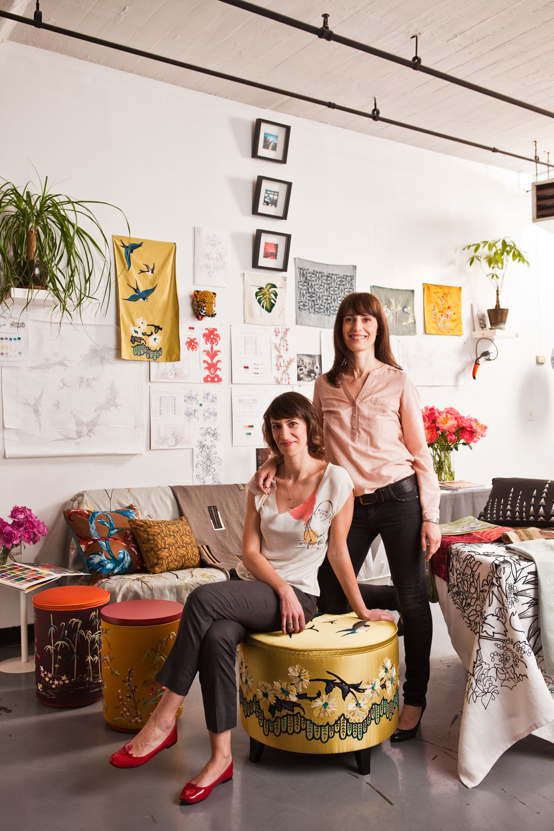 Aurelie and Laure Hug, Sister Designers of Combray Designs at their New York Studio by Environmental Portrait Photographer Michael Weschler